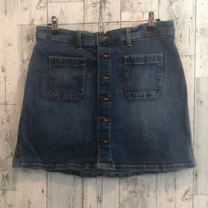 GAP Indigo Blue Button Front Denim Skirt 12